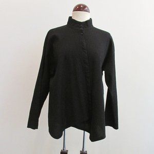 Yacco Maricard Black Tunic Size 2 Asymmetrical Hem Hidden Button Jacket